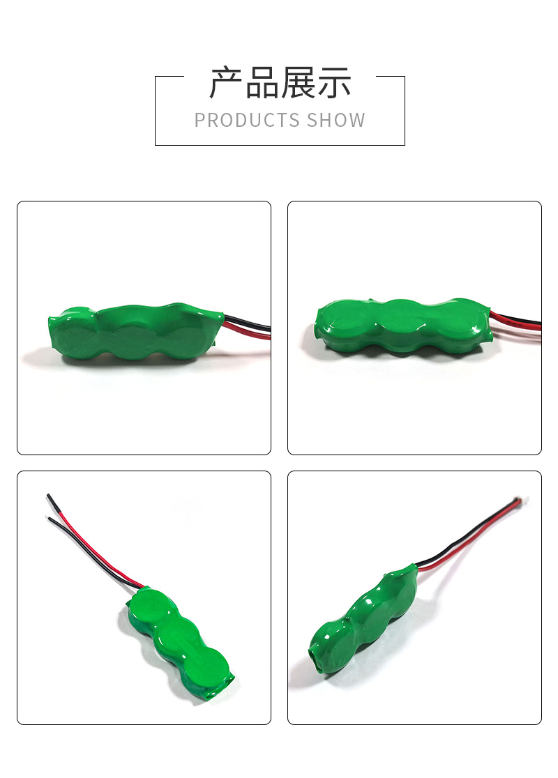 110H 3.6V帶線長條形鎳氫扣式充電電池產品實物展示